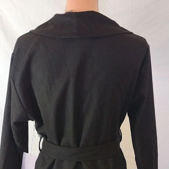 Y2K Black Western Chic Front Fringe Waterfall Belted Midi Jacket Small NWT - Picture 15 of 17
